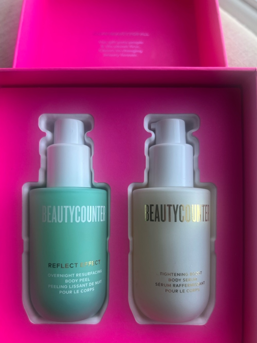 Beautycounter OVERNIGHT RESURFACING body peel and TIGHTENING BOOST body serum